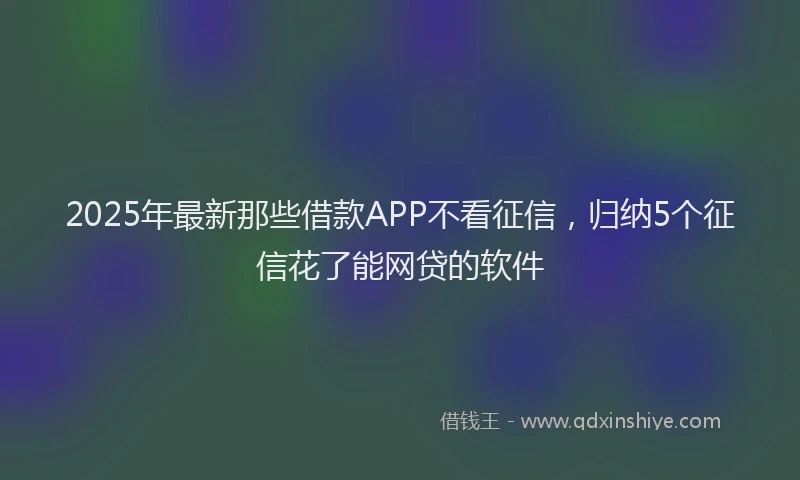2025年最新那些借款APP不看征信，归纳5个征信花了能网贷的软件