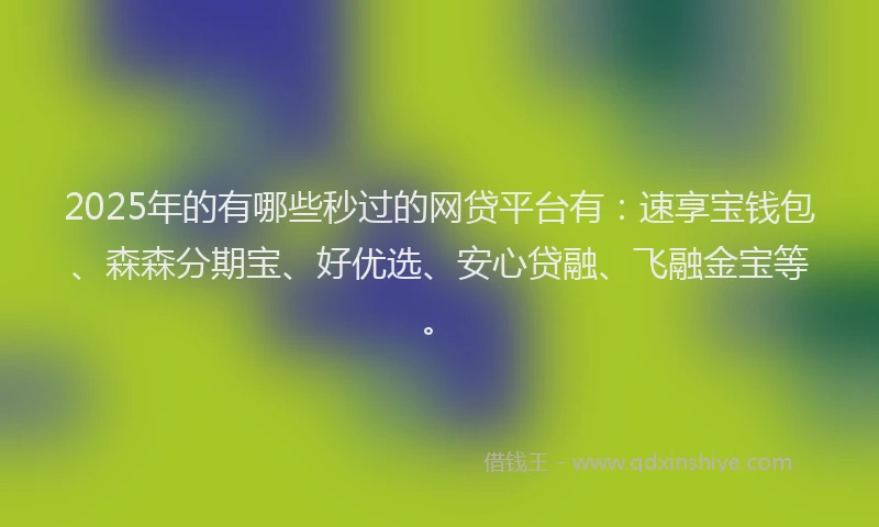 2025年的有哪些秒过的网贷平台有：速享宝钱包、森森分期宝、好优选、安心贷融、飞融金宝等。