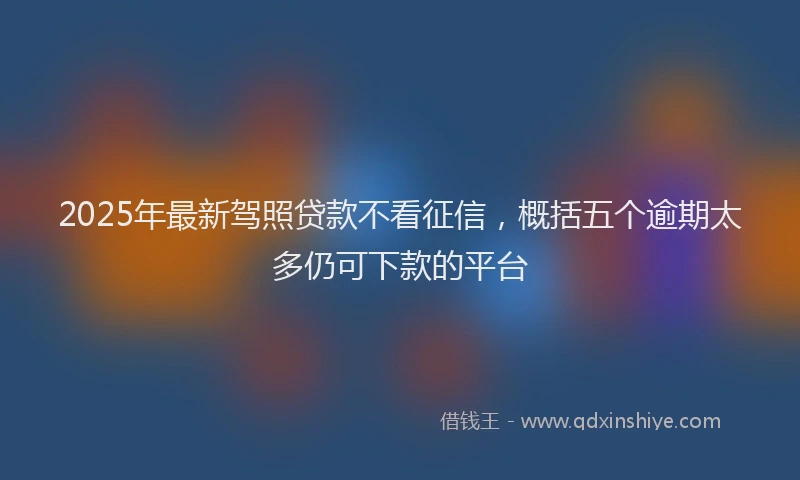 2025年最新驾照贷款不看征信，概括五个逾期太多仍可下款的平台