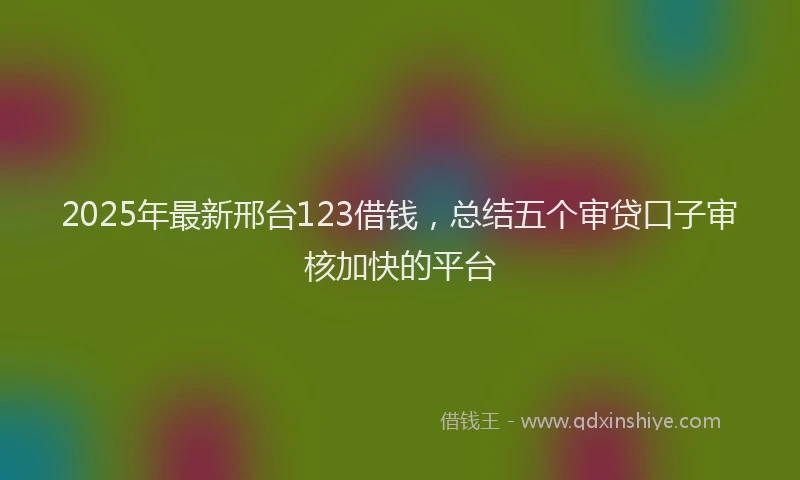 2025年最新邢台123借钱，总结五个审贷口子审核加快的平台