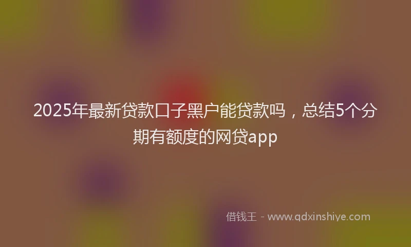 2025年最新贷款口子黑户能贷款吗，总结5个分期有额度的网贷app