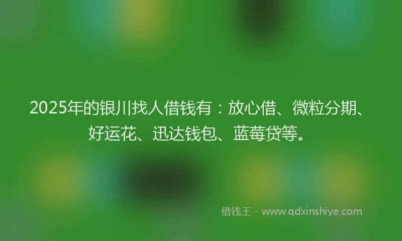 2025年的银川找人借钱有：放心借、微粒分期、好运花、迅达钱包、蓝莓贷等。