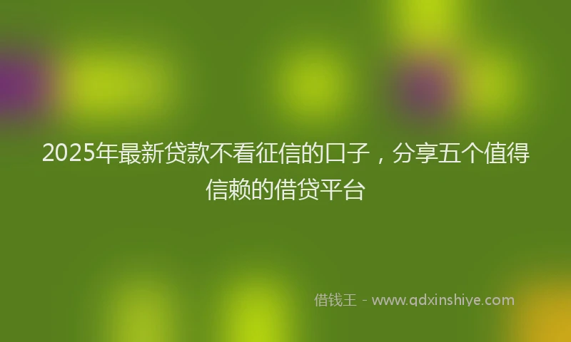 2025年最新贷款不看征信的口子，分享五个值得信赖的借贷平台