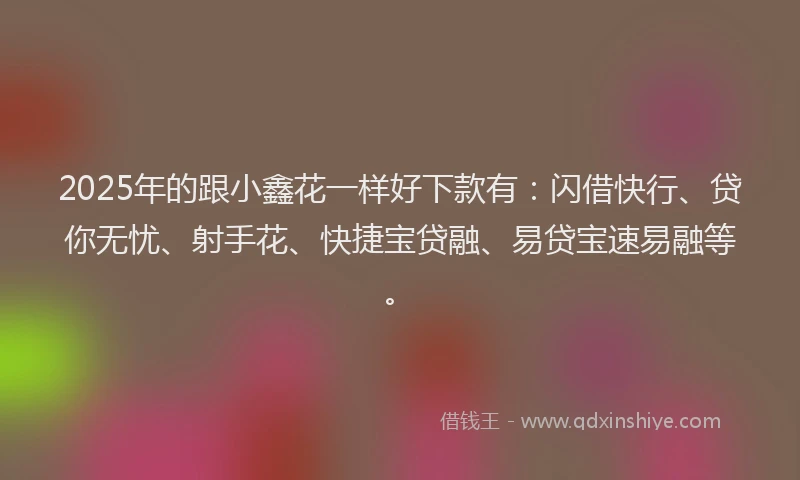 2025年的跟小鑫花一样好下款有：闪借快行、贷你无忧、射手花、快捷宝贷融、易贷宝速易融等。