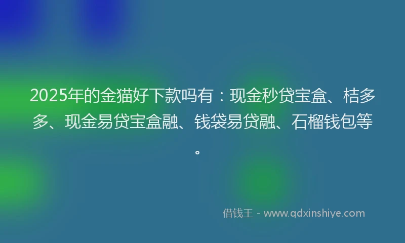 2025年的金猫好下款吗有：现金秒贷宝盒、桔多多、现金易贷宝盒融、钱袋易贷融、石榴钱包等。