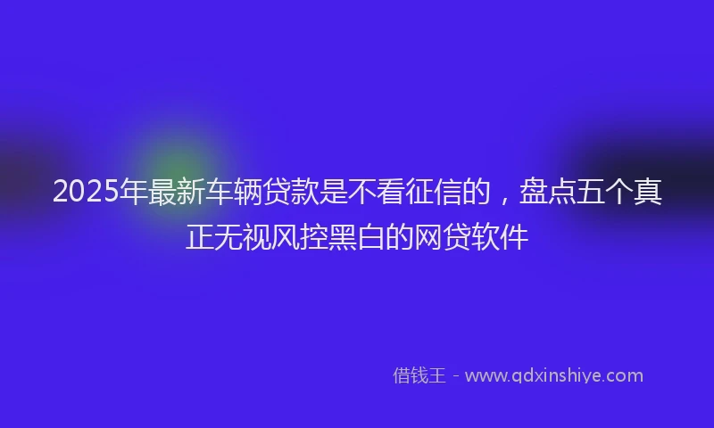 2025年最新车辆贷款是不看征信的，盘点五个真正无视风控黑白的网贷软件