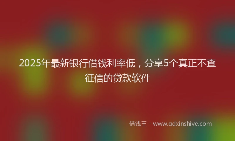 2025年最新银行借钱利率低，分享5个真正不查征信的贷款软件