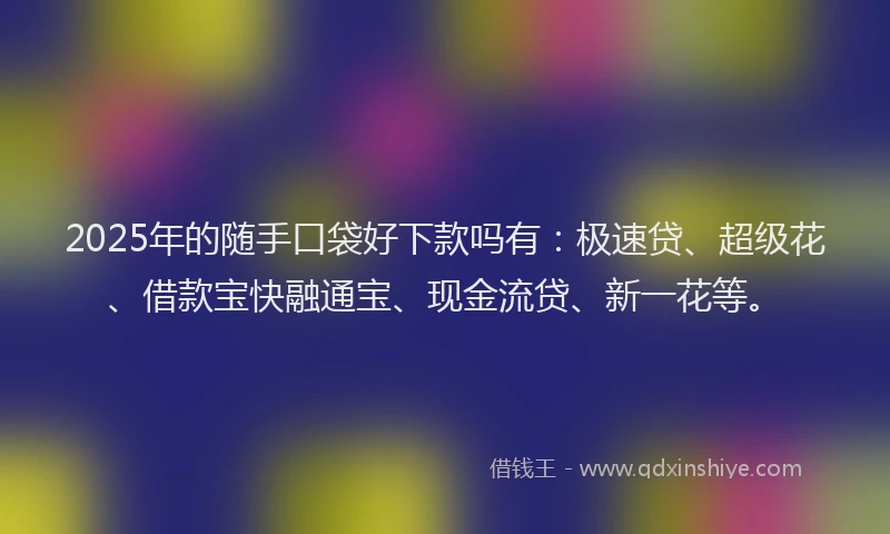 2025年的随手口袋好下款吗有：极速贷、超级花、借款宝快融通宝、现金流贷、新一花等。