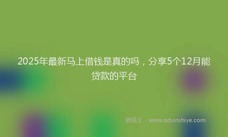2025年最新马上借钱是真的吗，分享5个12月能贷款的平台