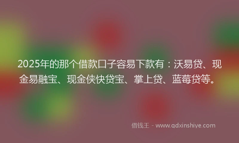 2025年的那个借款口子容易下款有：沃易贷、现金易融宝、现金侠快贷宝、掌上贷、蓝莓贷等。