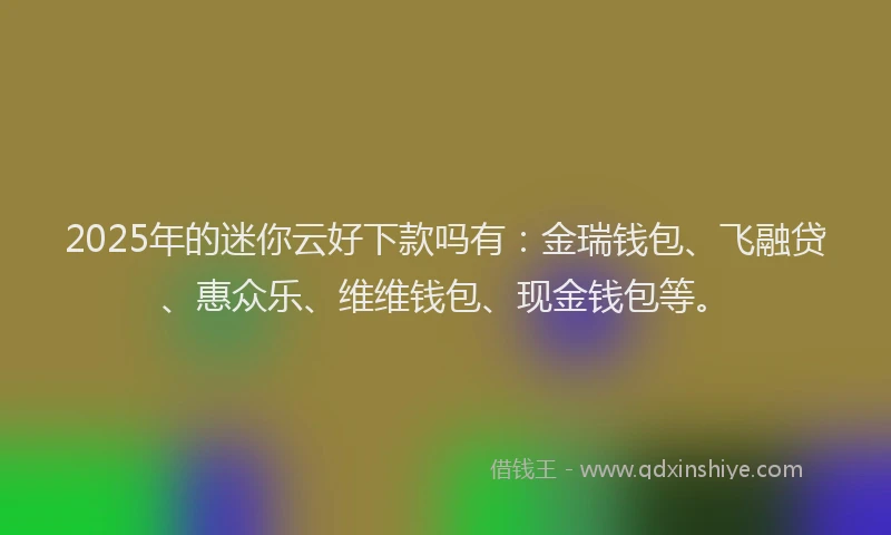 2025年的迷你云好下款吗有：金瑞钱包、飞融贷、惠众乐、维维钱包、现金钱包等。