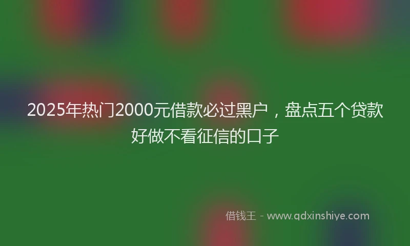 2025年热门2000元借款必过黑户，盘点五个贷款好做不看征信的口子