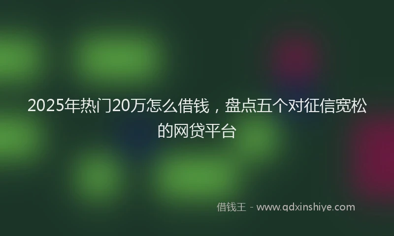 2025年热门20万怎么借钱，盘点五个对征信宽松的网贷平台