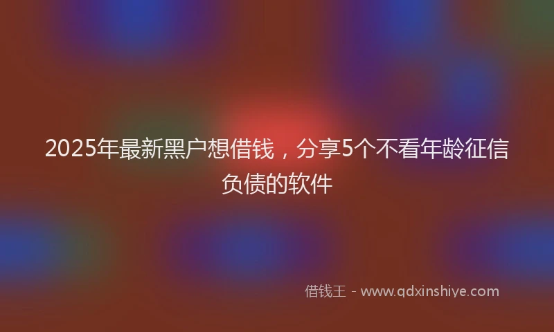 2025年最新黑户想借钱，分享5个不看年龄征信负债的软件