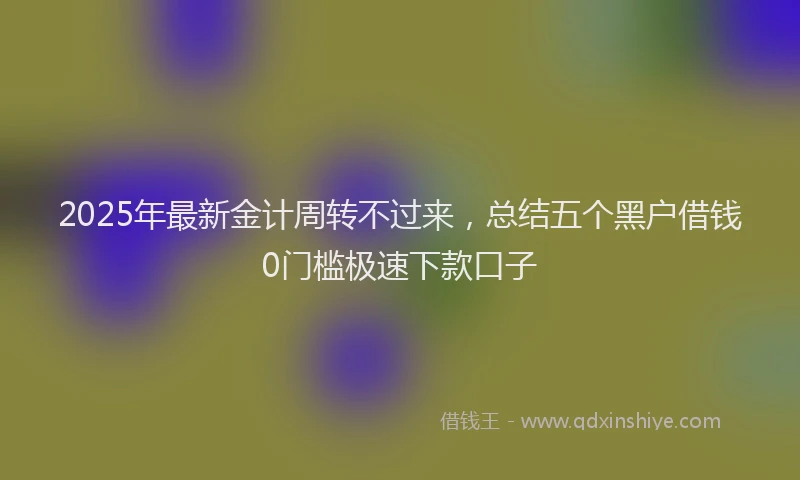 2025年最新金计周转不过来，总结五个黑户借钱0门槛极速下款口子