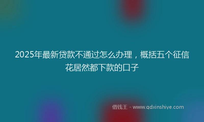2025年最新贷款不通过怎么办理，概括五个征信花居然都下款的口子