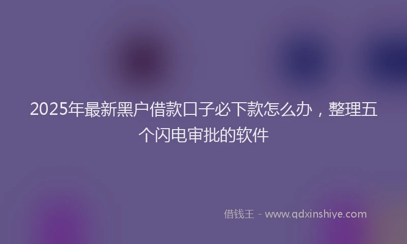 2025年最新黑户借款口子必下款怎么办，整理五个闪电审批的软件