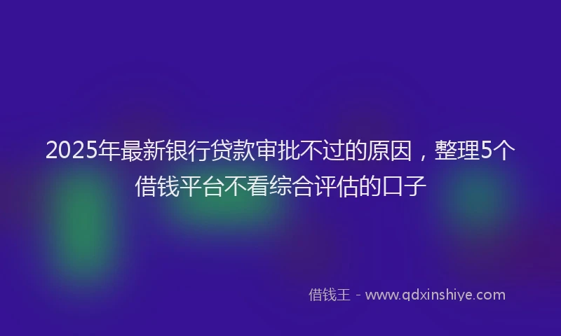 2025年最新银行贷款审批不过的原因，整理5个借钱平台不看综合评估的口子