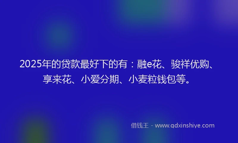 2025年的贷款最好下的有：融e花、骏祥优购、享来花、小爱分期、小麦粒钱包等。
