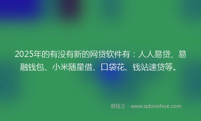 2025年的有没有新的网贷软件有：人人易贷、易融钱包、小米随星借、口袋花、钱站速贷等。