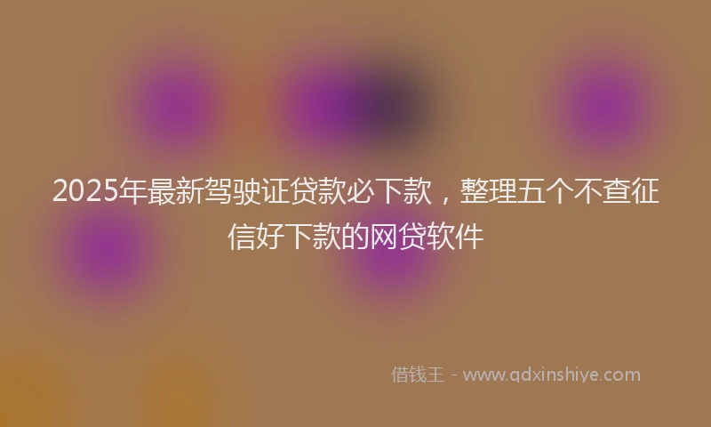 2025年最新驾驶证贷款必下款，整理五个不查征信好下款的网贷软件