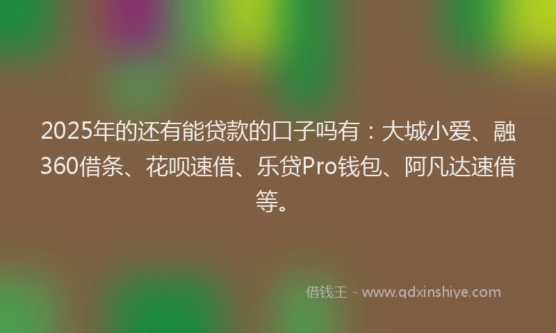 2025年的还有能贷款的口子吗有：大城小爱、融360借条、花呗速借、乐贷Pro钱包、阿凡达速借等。