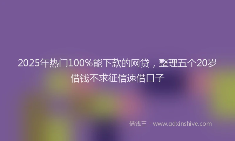 2025年热门100%能下款的网贷，整理五个20岁借钱不求征信速借口子