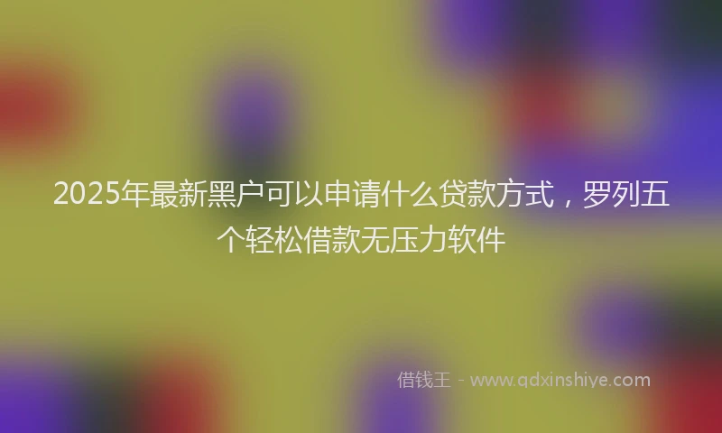 2025年最新黑户可以申请什么贷款方式，罗列五个轻松借款无压力软件