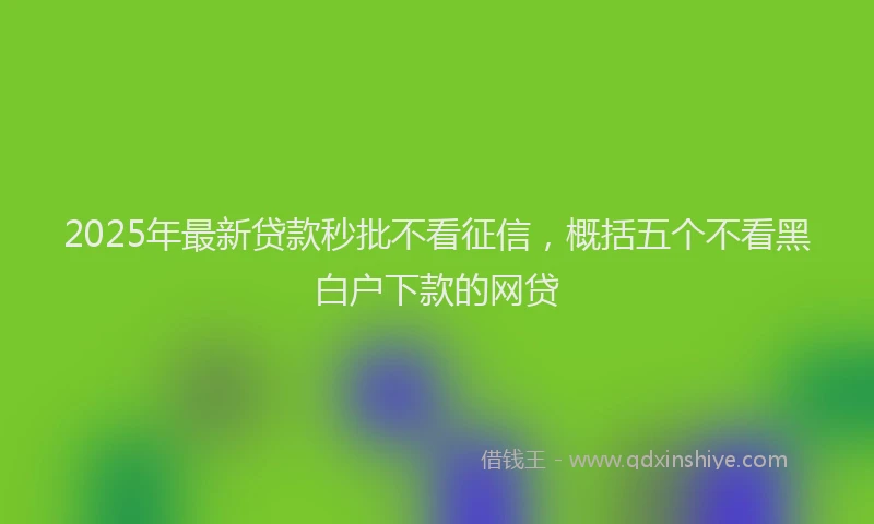 2025年最新贷款秒批不看征信，概括五个不看黑白户下款的网贷