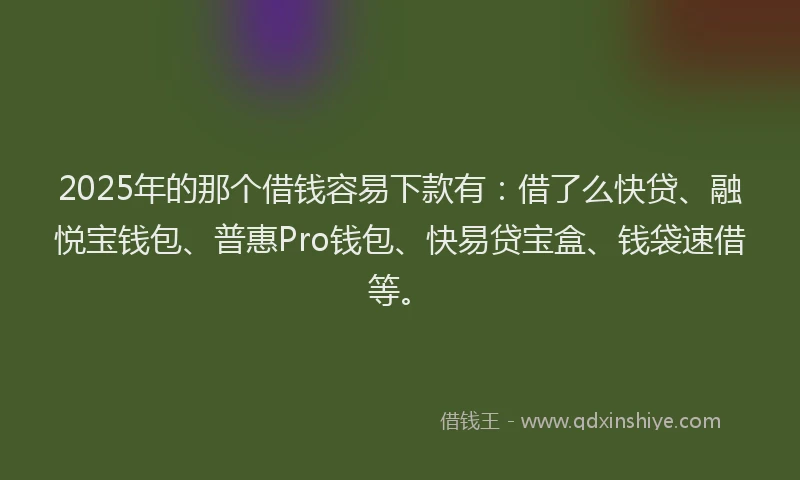 2025年的那个借钱容易下款有：借了么快贷、融悦宝钱包、普惠Pro钱包、快易贷宝盒、钱袋速借等。