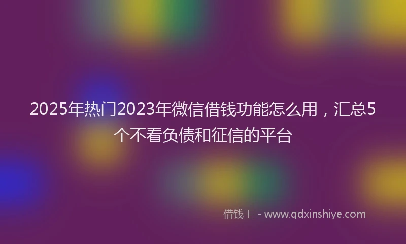 2025年热门2023年微信借钱功能怎么用，汇总5个不看负债和征信的平台