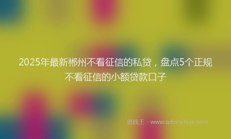 2025年最新郴州不看征信的私贷，盘点5个正规不看征信的小额贷款口子