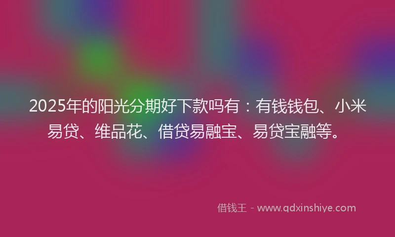 2025年的阳光分期好下款吗有：有钱钱包、小米易贷、维品花、借贷易融宝、易贷宝融等。