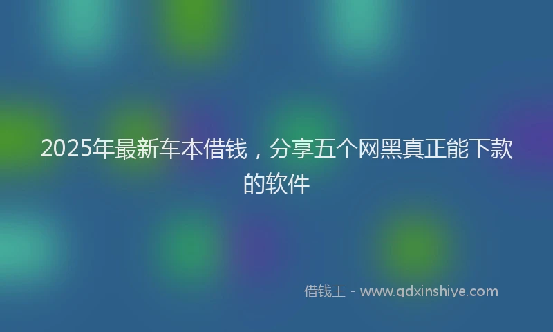2025年最新车本借钱，分享五个网黑真正能下款的软件