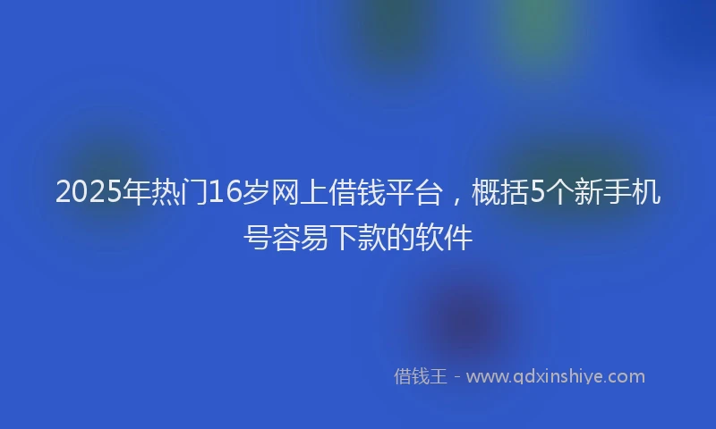 2025年热门16岁网上借钱平台，概括5个新手机号容易下款的软件