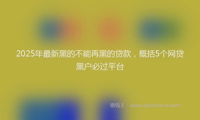 2025年最新黑的不能再黑的贷款，概括5个网贷黑户必过平台
