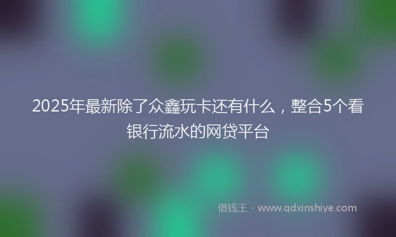 2025年最新除了众鑫玩卡还有什么，整合5个看银行流水的网贷平台