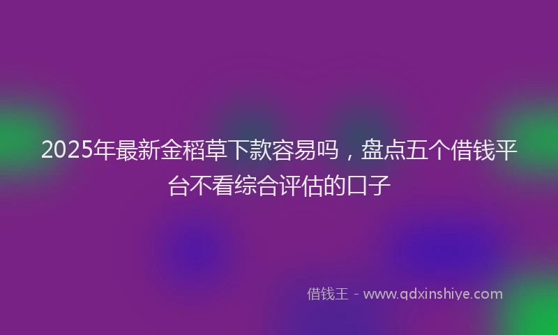 2025年最新金稻草下款容易吗，盘点五个借钱平台不看综合评估的口子