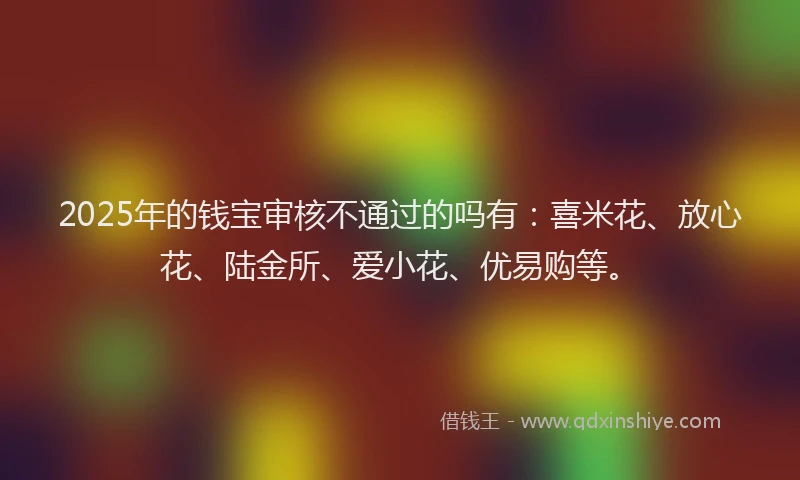 2025年的钱宝审核不通过的吗有：喜米花、放心花、陆金所、爱小花、优易购等。