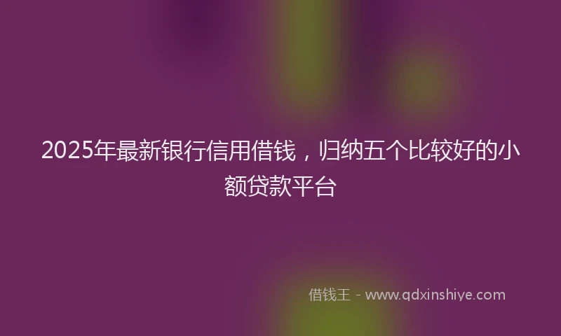 2025年最新银行信用借钱，归纳五个比较好的小额贷款平台