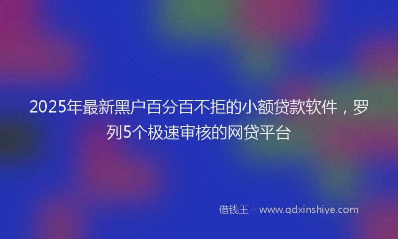 2025年最新黑户百分百不拒的小额贷款软件，罗列5个极速审核的网贷平台