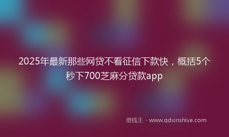 2025年最新那些网贷不看征信下款快，概括5个秒下700芝麻分贷款app