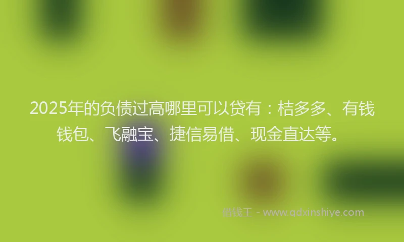 2025年的负债过高哪里可以贷有：桔多多、有钱钱包、飞融宝、捷信易借、现金直达等。