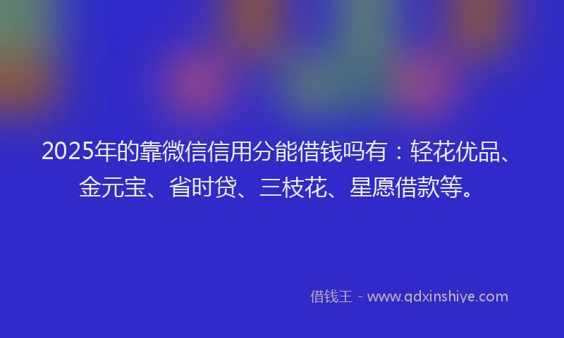 2025年的靠微信信用分能借钱吗有：轻花优品、金元宝、省时贷、三枝花、星愿借款等。