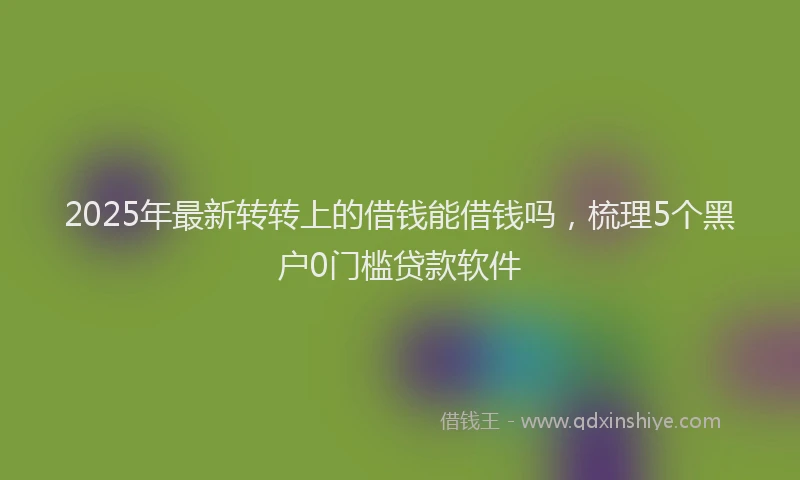 2025年最新转转上的借钱能借钱吗，梳理5个黑户0门槛贷款软件
