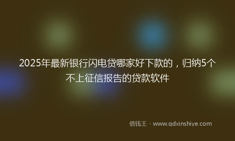 2025年最新银行闪电贷哪家好下款的，归纳5个不上征信报告的贷款软件