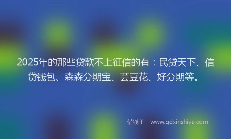 2025年的那些贷款不上征信的有：民贷天下、信贷钱包、森森分期宝、芸豆花、好分期等。