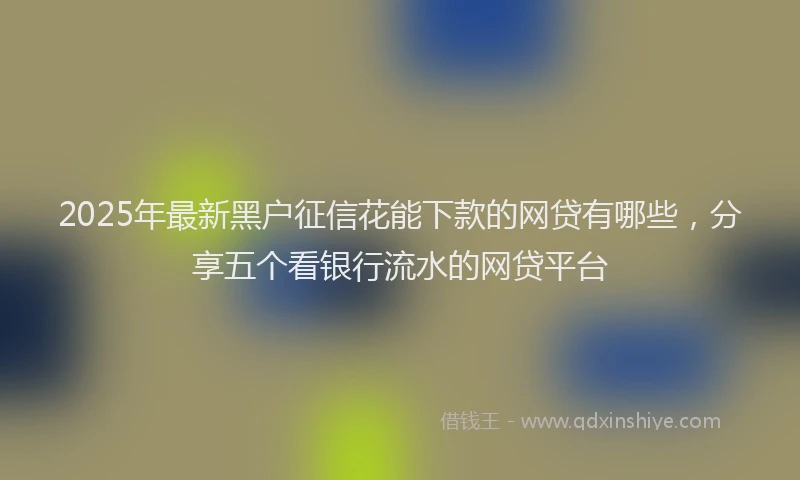 2025年最新黑户征信花能下款的网贷有哪些，分享五个看银行流水的网贷平台