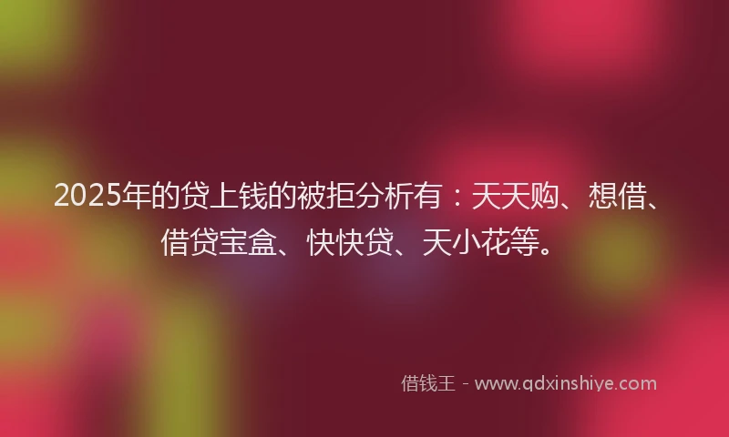2025年的贷上钱的被拒分析有：天天购、想借、借贷宝盒、快快贷、天小花等。