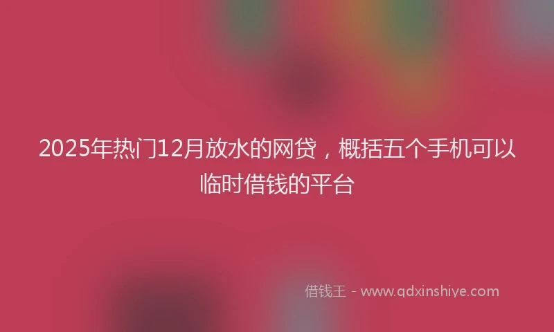 2025年热门12月放水的网贷，概括五个手机可以临时借钱的平台